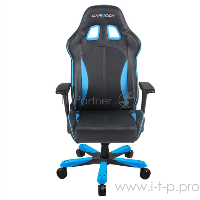 DXRacer King Игровое кресло чёрно-синее (OH/KS57/NB, экокожа, регулируемый угол наклона)