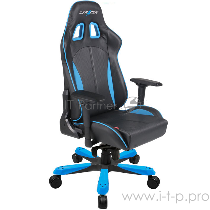 DXRacer King Игровое кресло чёрно-синее (OH/KS57/NB, экокожа, регулируемый угол наклона)