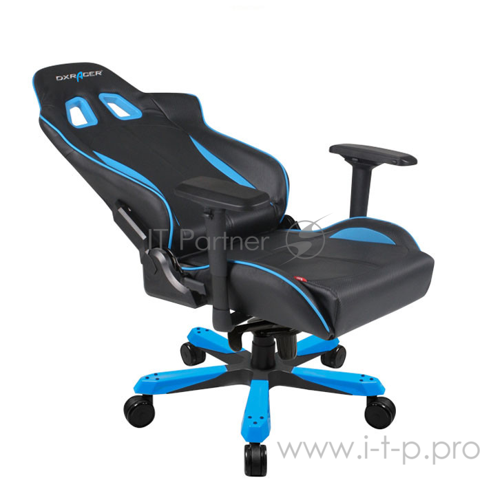 DXRacer King Игровое кресло чёрно-синее (OH/KS57/NB, экокожа, регулируемый угол наклона)