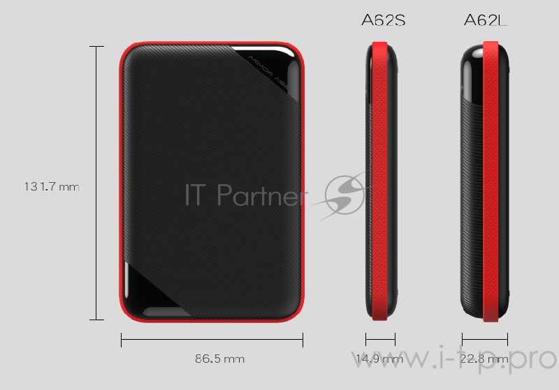 External HDD 2.5 1.0Tb Silicon Power Armor A62 <SP010TBPHD62SS3K> черный (USB3.1, прорезиненный, противоударный MIL-STD-810G, водонепроницаемый IPX4, держатель кабеля)