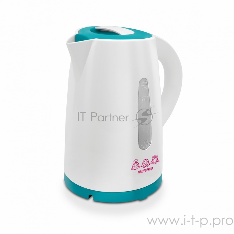 Чайник электрический Мастерица ЕК-1701M белый/бирюзовый