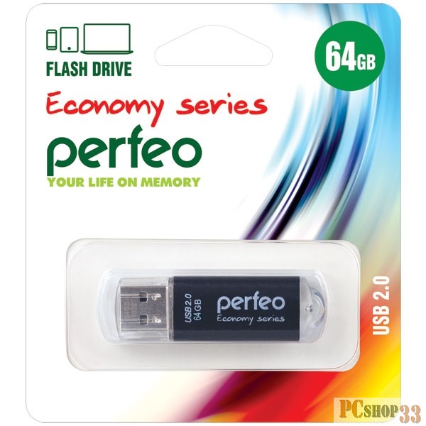 Perfeo USB Drive 64GB E01 Black PF-E01B064ES