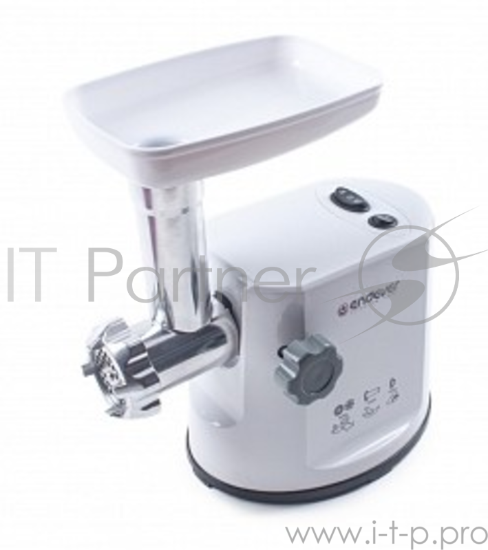 Мясорубка ENDEVER SIGMA 32 белый Максимальная мощность при блокировке мотора 1900 Вт Функция реверса Медная обмотка двигателя Металлические шестерни Выcококачественный стальной нож Прорезиненные ножки, 2 решетки: с отверстиями 5 мм/7 мм,