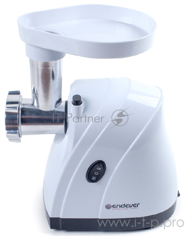 Мясорубка ENDEVER SIGMA 32 белый Максимальная мощность при блокировке мотора 1900 Вт Функция реверса Медная обмотка двигателя Металлические шестерни Выcококачественный стальной нож Прорезиненные ножки, 2 решетки: с отверстиями 5 мм/7 мм,