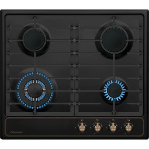 Встраиваемые газовые панели 60 см, газовая, независимая, 1 WOK конфорка, автоподжиг, газ-контроль, жиклёры для баллонного газа, чугунные решетки, кольцо для посуды WOK, винтажный антрацит , ручки цвета бронза