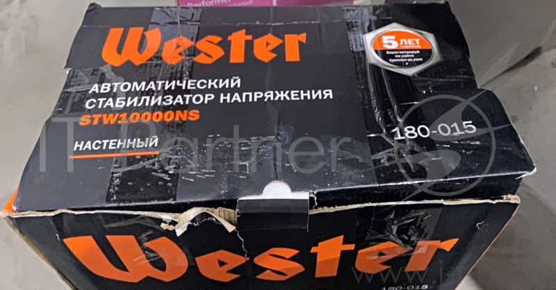 Стабилизатор напряжения WESTER STW10000NS 10 000 ВА цифровой, однофазный, 220В, вх.:125-275В