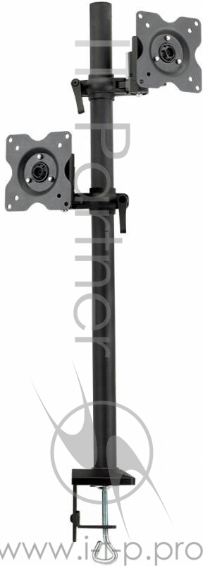 Настольное наклонно-поворотное крепление Kromax OFFICE-5, для 2-х LCD мониторов 13-32, 5 ст. свободы, 3D вращение, VESA 75/100, max 2х6 кг GREY