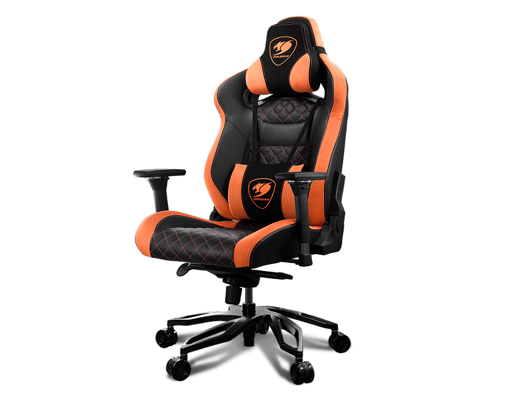 Кресло геймерское Cougar Throne black/orange (экокожа, регулируемый угол наклона, механизм качания)