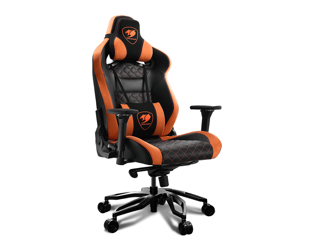 Кресло геймерское Cougar Throne black/orange (экокожа, регулируемый угол наклона, механизм качания)