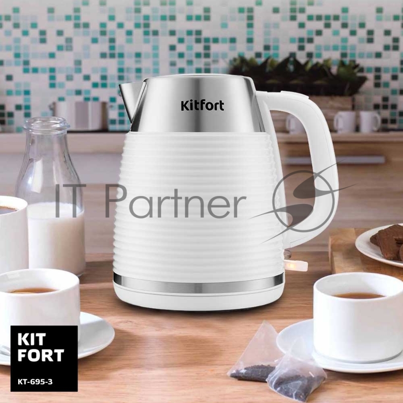 Чайник Kitfort 695-3-КТ Мощность 2200 Вт.Ёмкость 1,7 л.Режимы нагрева 100 °С.белый