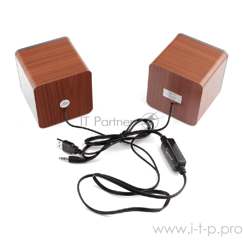 Акустич. система 2.0 Gembird SPK-206, МДФ, коричневый, 5 Вт, регулятор громкости, USB-питание