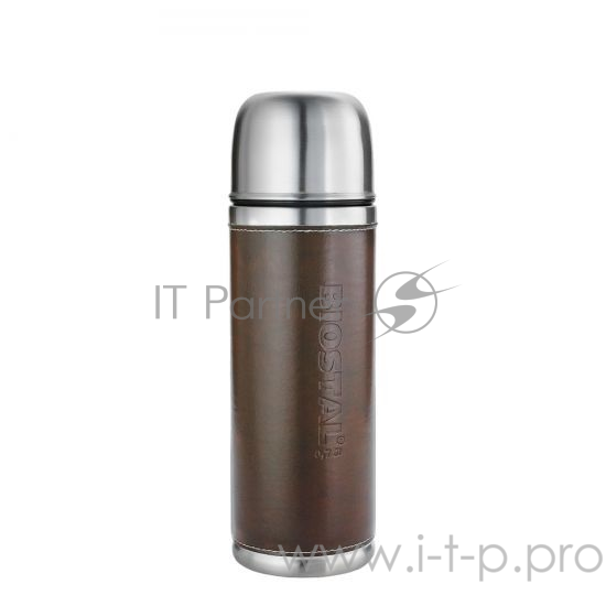 Термос BIOSTAL-ОХОТА с узкой горл., кожан вставкой,2 пробки, 0,75 л.