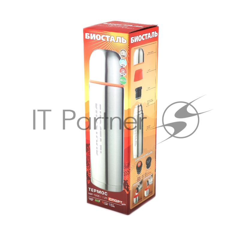 Термос БИОСТАЛЬ-АВТО с узкой горл. и прям. кр., С ТЕРМОЧЕХЛОМ,1,2л.
