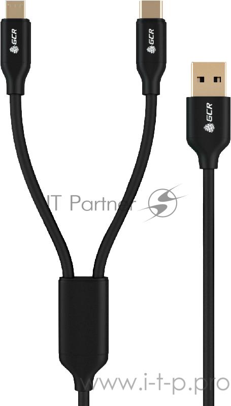 GCR Кабель 0.3m, 2 в 1 для PowerBank, MicroUSB + TypeC, черный, NO Sync Data, 22AWG, GOLD, быстрая зарядка, GCR-51669 GCR Кабель 0.3m, 2 в 1 для PowerBank, MicroUSB + TypeC, черный, NO Sync Data, 22AWG, GOLD, быстрая зарядка, GCR-51669