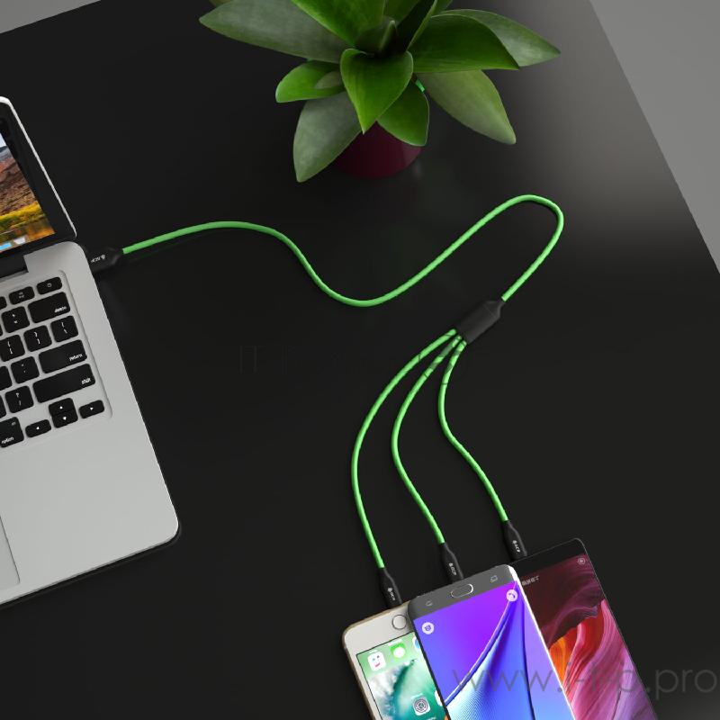 GCR Кабель 3 в 1 для быстрой зарядки 3A 1.0m, зеленый, NO Sync data, 3 х MicroUSB, 22AWG, GOLD, GCR-51530 GCR Кабель 3 в 1 для быстрой зарядки 3A 1.0m, зеленый, NO Sync data, 3 х MicroUSB, 22AWG, GOLD, GCR-51530