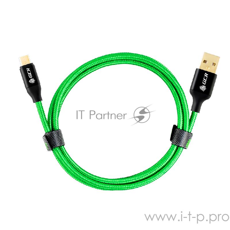 Greenconnect Кабель 3A 1.0m USB 2.0 для Samsung, GOLD, ОS Android, AM/microB 5pin, зеленый нейлон, AL корпус черный, черный ПВХ, 28/22 AWG, поддержка функции быстрой зарядки, GCR-50990 Greenconnect Кабель 3A 1.0m USB 2.0 для Samsung, GOLD, ОS Android