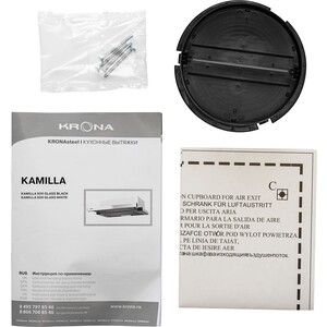 Вытяжка KRONA KAMILLA 600 GLASS WHITE (2 мотора) Вытяжка кухоннаяПроизводительность 820 м3/ч , 2 мотора , стеклянная передняя панель в металлической окантовке , 3 скорости , подсветка