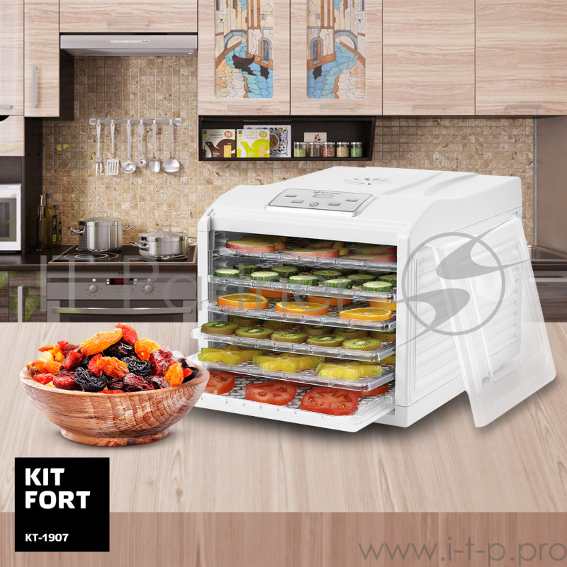 Сушка для фруктов и овощей Kitfort КТ-1907 6под. 500Вт белый