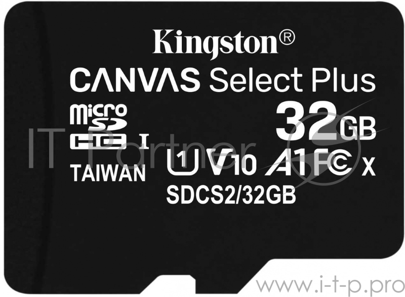 Флеш карта microSDHC 32GB microSDXC Class10 Kingston <SDCS2/32GBSP> Class10 UHS-I Canvas Select up to 100MB/s