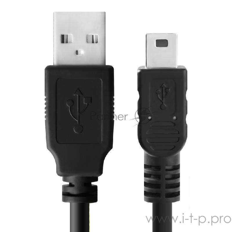 Кабель Greenconnect Кабель интерфейсный USB 2.0 1m Premium AM / mini 5P, 28 / 28 AWG двойное экранирование, антифриз, черный