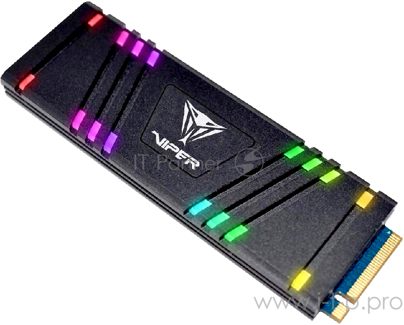 SSD M.2 Viper 512Gb VPR100 RGB Series <VPR100-512GM28H> (PCI-E 3.0 x4, up to 3300/2100MBs, 3D TLC, DRAM 512Mb, Phison E12, TBW 800Tb, 22х80mm, RGB подсветка, heatsink)