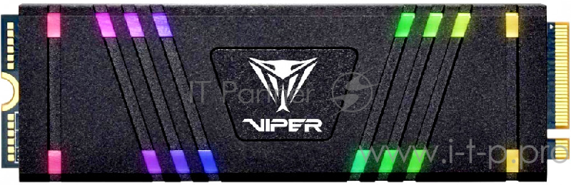 SSD M.2 Viper 512Gb VPR100 RGB Series <VPR100-512GM28H> (PCI-E 3.0 x4, up to 3300/2100MBs, 3D TLC, DRAM 512Mb, Phison E12, TBW 800Tb, 22х80mm, RGB подсветка, heatsink)