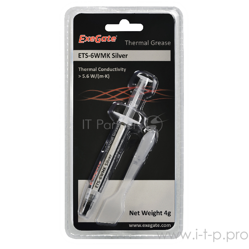 Термопаста ExeGate ETS-6WMK Silver, шприц с лопаткой, 4г