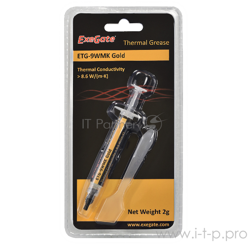 Термопаста ExeGate ETG-9WMK Gold, шприц с лопаткой, 2г