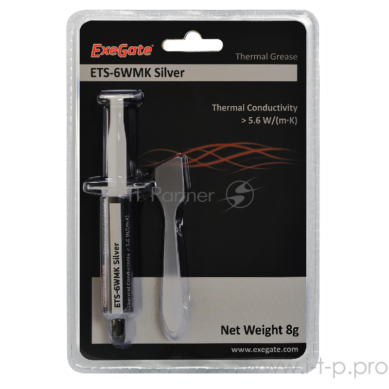 Термопаста ExeGate ETS-6WMK Silver, шприц с лопаткой, 8г