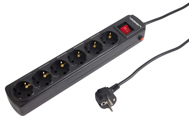 Сетевой фильтр Ippon BK252 5м (6 розеток) черный (коробка)