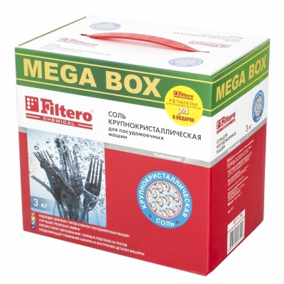 Соль МЕГАБОКС для ПММ Filtero 3кг.+3 таблетки для ПММ, Арт. 717