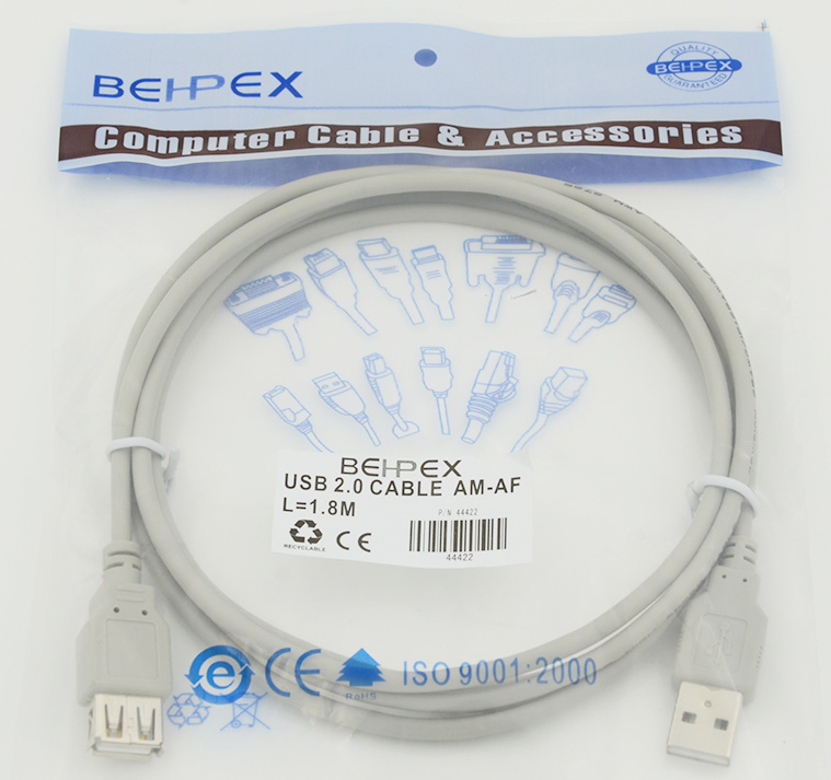 Кабель USB 2.0 Am-Af удлинитель 1.8м