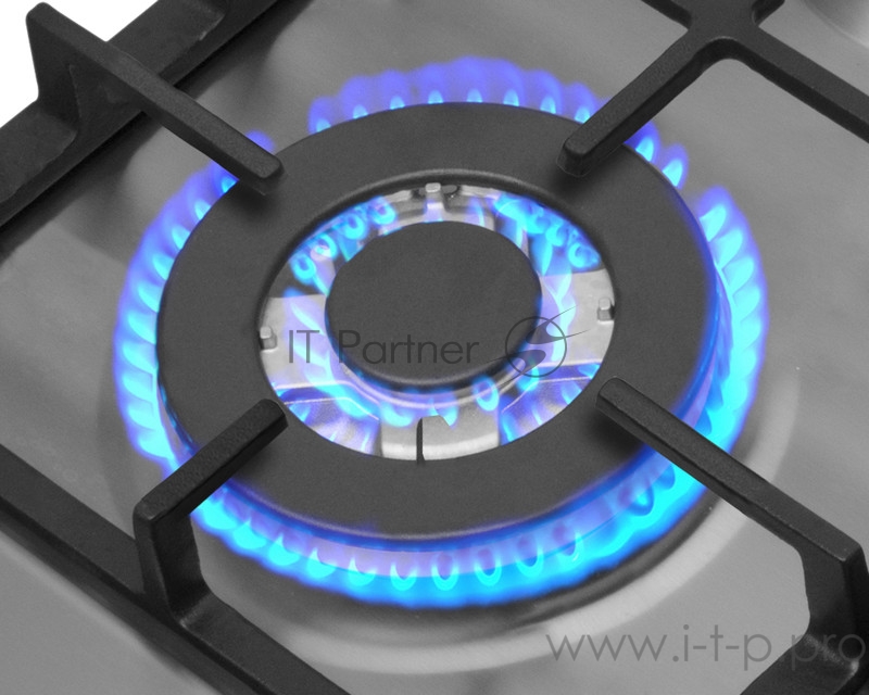 Газовая варочная панель HANSA BHGI631301 , 4 газовых конфороки (1х5,3см,2х7,3cм, WOK 1х13,8см), ЧУГУННЫЕ РЕШЕТКИ, автоподжиг, газ- контроль, нержавеющая сталь