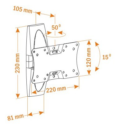 Кронштейн для телевизора Holder LCDS-5062 черный глянец 19-32 макс.30кг настенный поворот и наклон