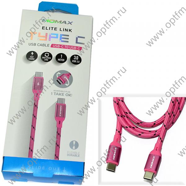 Кабель USB TYPE-C - TYPE-C MOMAX DTC3P, розовый