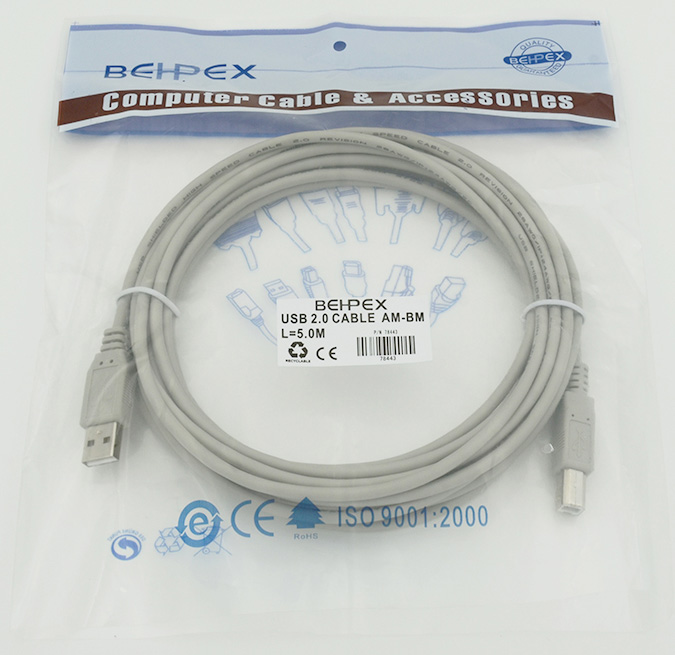 Кабель USB 2.0 Am-Bm 5м