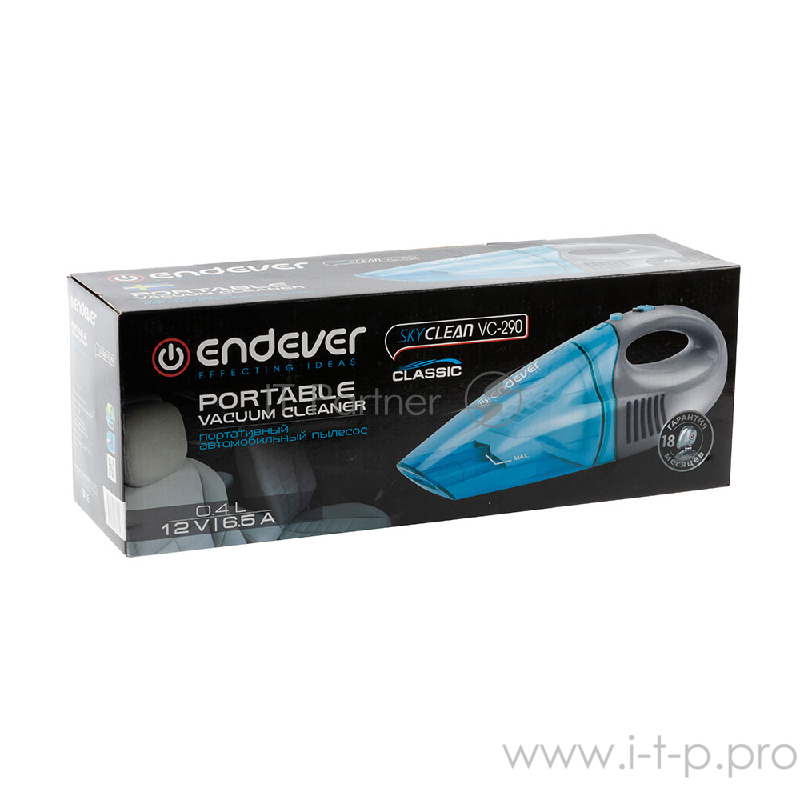 Портативный автомобильный пылесос Endever SkyClean Мощность 30 Вт, напряжение 12В,6.5А