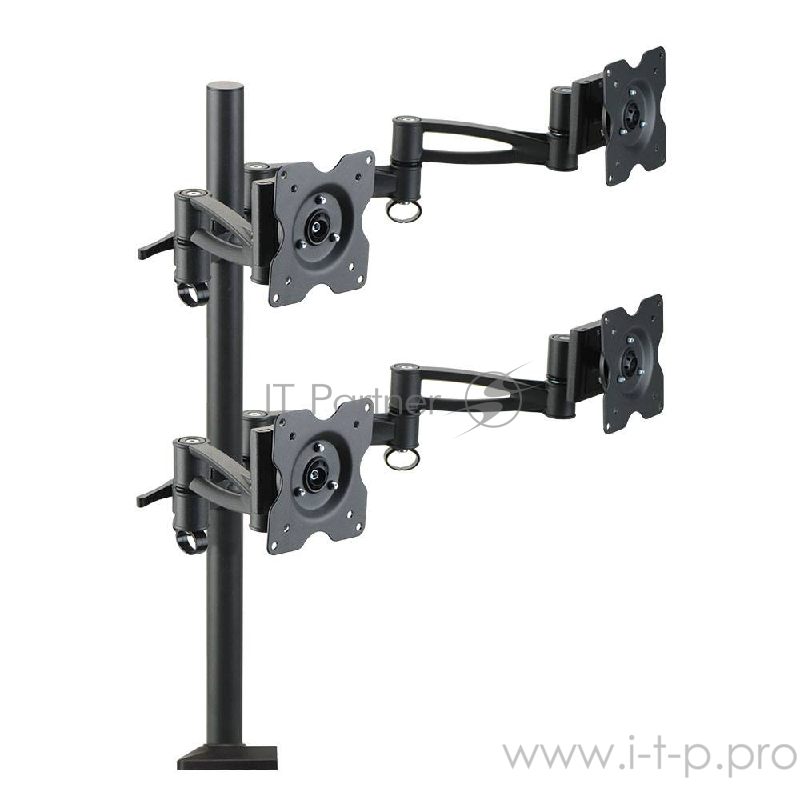 Кронштейн KROMAX OFFICE-4 BLACK 10-32 Кр. стал. настол. для 4-х мон. 10-32, max 4x8 кг, 4 ст св., нак. ±15°, пов. 360°, max VESA 100x100 мм.