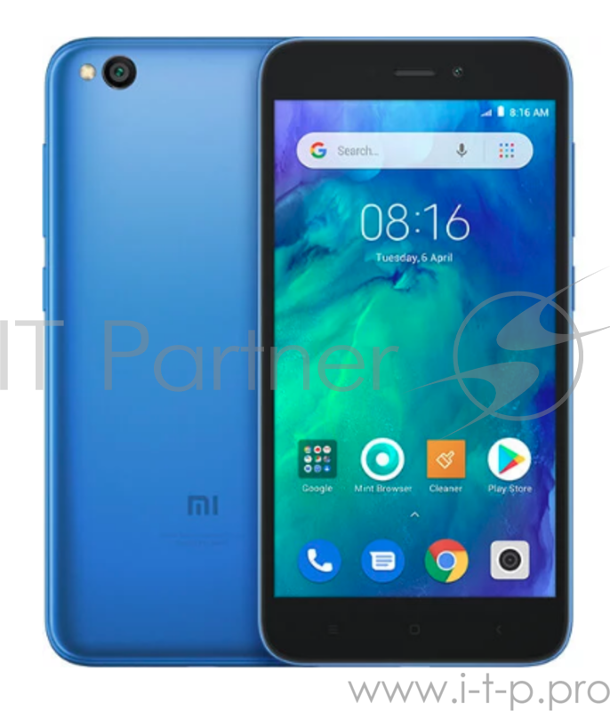 Смартфон Xiaomi Redmi Go Blue (M1903C3GG), 5.0 16:9 1280x720, 1.4GHz, 4 Core, 1GB RAM, 8GB, up to 128GB flash, 8Mpix/5Mpix, 2 Sim, 2G, 3G, LTE, BT v4.1, Wi-Fi, GPS / AGPS, GLONASS, Beidou, Micro-USB, 3000mAh, Android 8.1 Oreo версия GO, 137g, 140.4x7