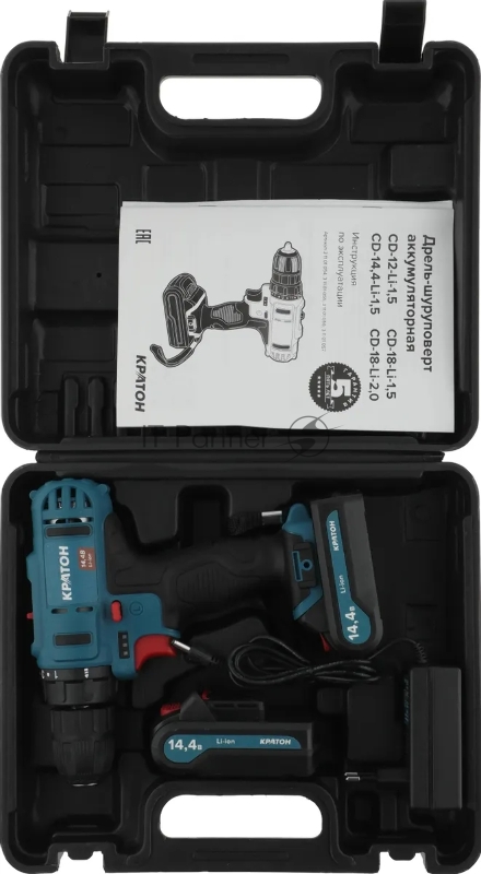 Дрель-шуруповерт аккумуляторная Кратон CD-14,4-Li-1,5