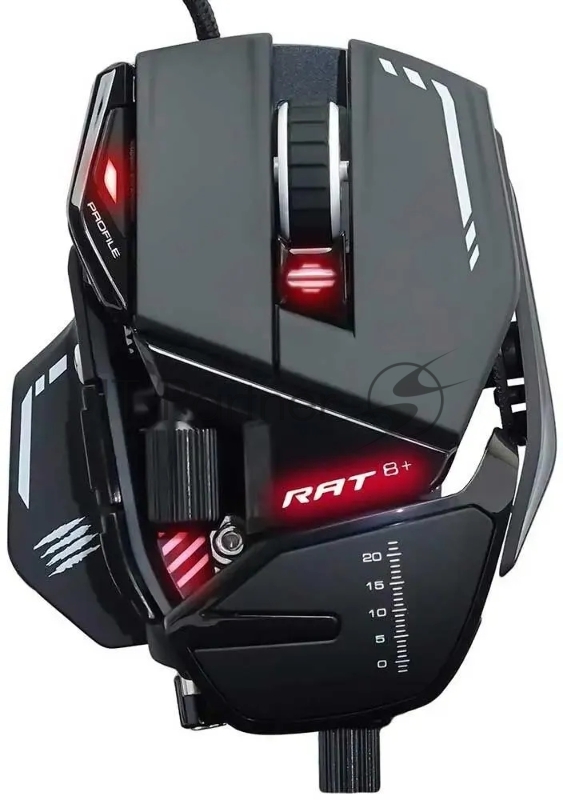 Mad Catz R.A.T. 8+ Игровая мышь чёрная (PMW3389, Omron, USB, 11 кнопок, 16000 dpi, RGB подсветка)