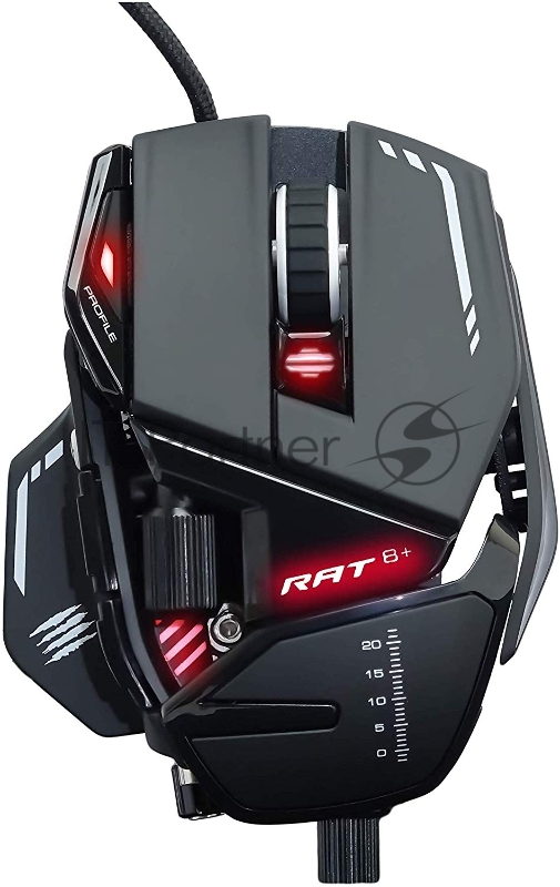 Mad Catz R.A.T. 8+ Игровая мышь чёрная (PMW3389, Omron, USB, 11 кнопок, 16000 dpi, RGB подсветка)
