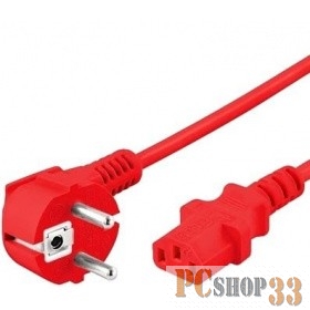 Hyperline PWC-IEC13-SHM-3.0-RD кабель питания компьютера (Schuko+C13) (3x1.0), 10A, угловая вилка, 3 м, цвет красный