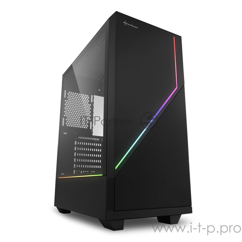 Sharkoon RGB FLOW игровой корпус чёрный (ATX, закаленное стекло,led, fan 1x120 мм, 2xUSB 3.0, 1xUSB 2.0,audio)