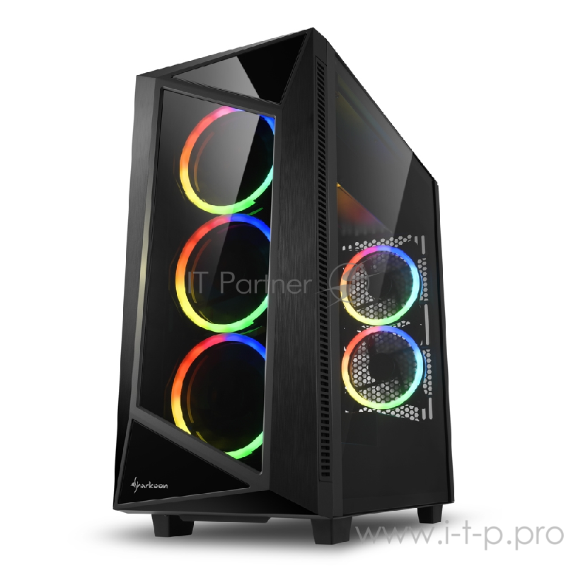 Sharkoon REV200 RGB игровой корпус чёрный (ATX, закаленное стекло, fan 3x120 мм + 2x120 мм, 2xUSB 2.0, 2xUSB 3.0, audio)