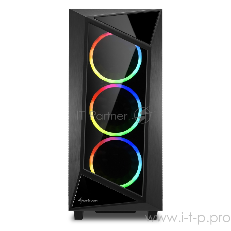Sharkoon REV200 RGB игровой корпус чёрный (ATX, закаленное стекло, fan 3x120 мм + 2x120 мм, 2xUSB 2.0, 2xUSB 3.0, audio)