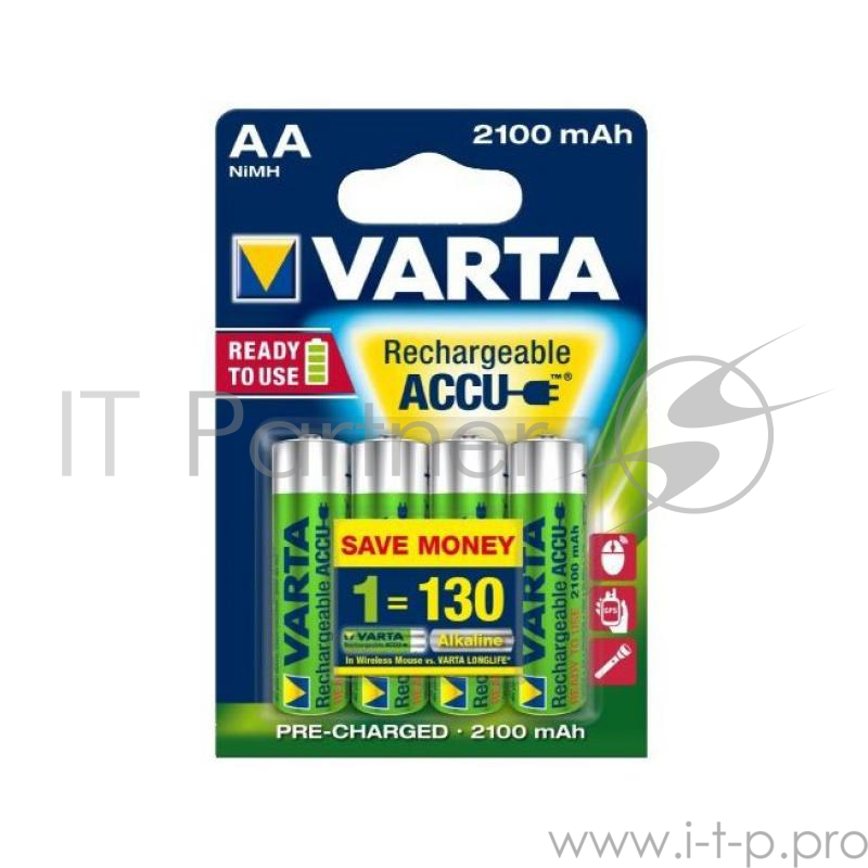 Аккумуляторы VARTA ACC.R2U/RECH.A.POW.AA 2100мАч бл. 4 (рус.)
