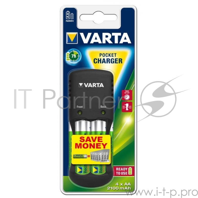 Зарядное устройство VARTA Pocket Charger+4x АА 2100 мАч
