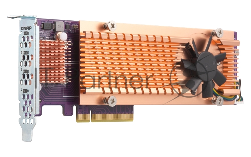 Плата расширения QNAP QM2-4S-240 Quad M.2 SATA SSD expansion card supports up to four M.2 2280 formfactor M.2 SATA SSDs PCIe Gen2 x4 host interface Low-profile bracket pre-loaded, Low-profile flat and Full-height are bundled