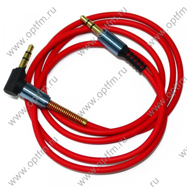 Кабель AUX угловой с пружинкой красный (1,0м)